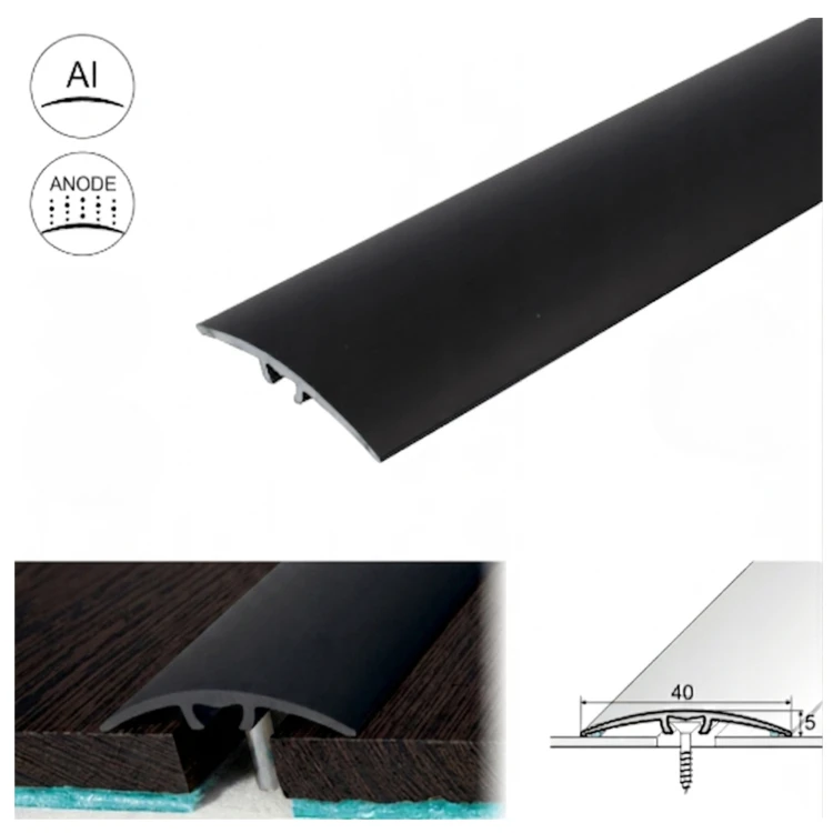 Listwa Progowa wcisk 40mm 93CM Aluminiowa Łączeniowa Czarna Gładka