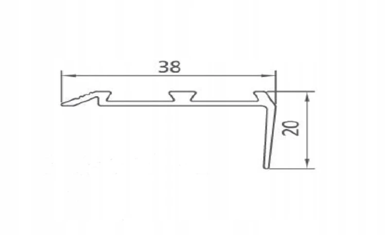 Profil aluminiowy Schodowy z wkładką antypoślizgową czarny mat 38x20mm 1.8