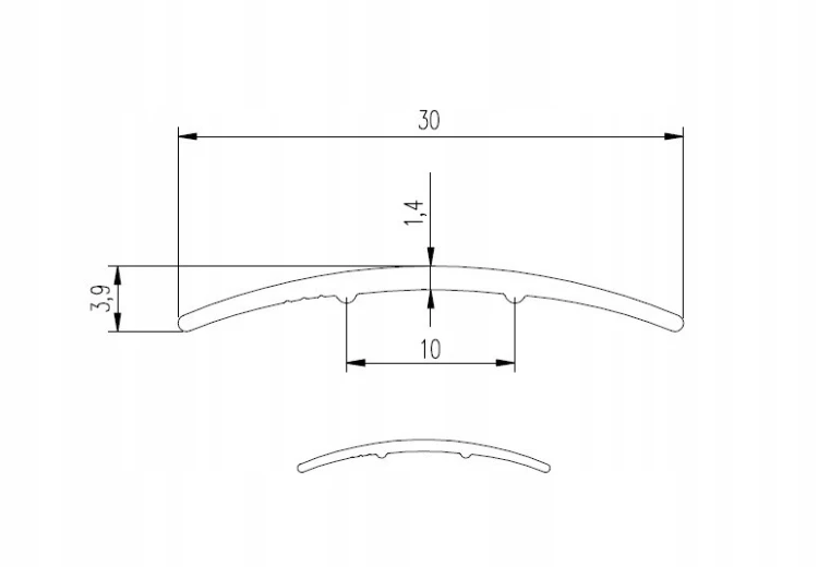 LISTWA PROGOWA SAMOPRZYLEPNA 90 CM 30 MM ALUMINIOWA CZARNY BRĄZ GŁADKA