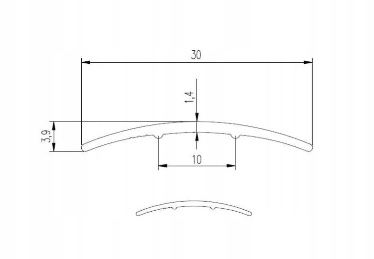 LISTWA PROGOWA SAMOPRZYLEPNA 90 CM 30 MM ALUMINIOWA SZAMPAN GŁADKA MYHOME