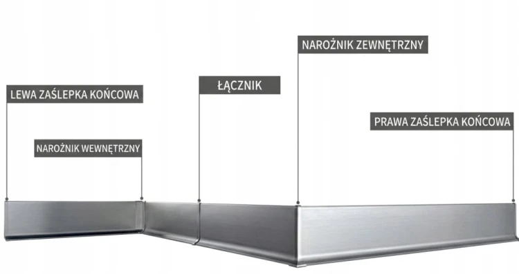 Narożnik zewnętrzny do aluminiowej listwy przypodłogowej 80 mm srebrny – zdjęcie 2