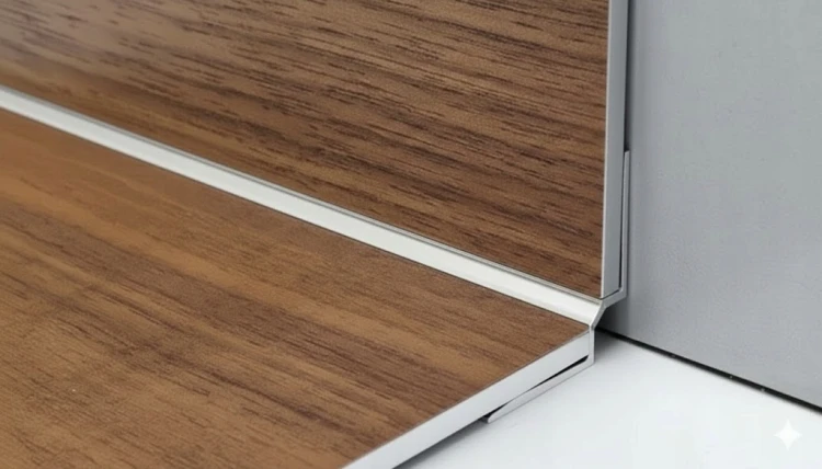 Listwa Schodowa Alu narożnikowa wewnętrzna do paneli SPC 5mm Srebrna 270cm