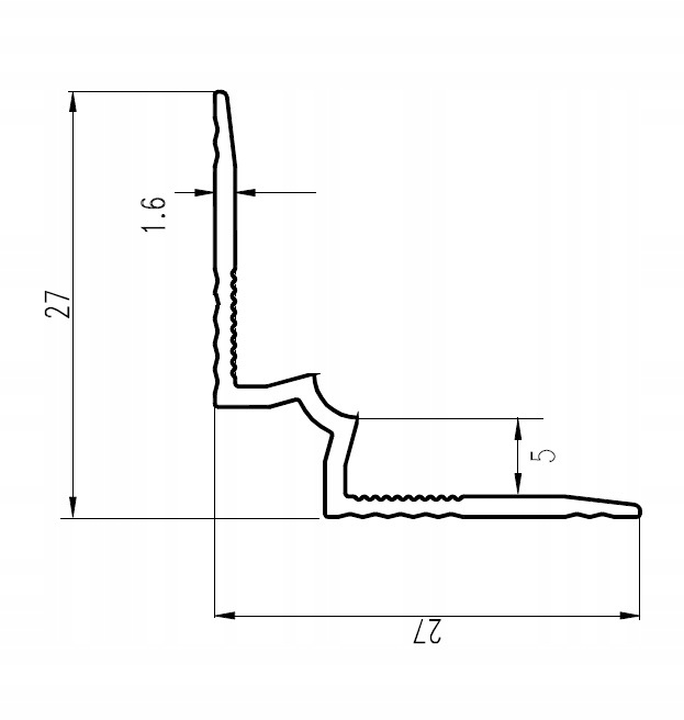 Listwa Schodowa Alu narożnikowa wewnętrzna do paneli SPC 5mm Srebrna 270cm