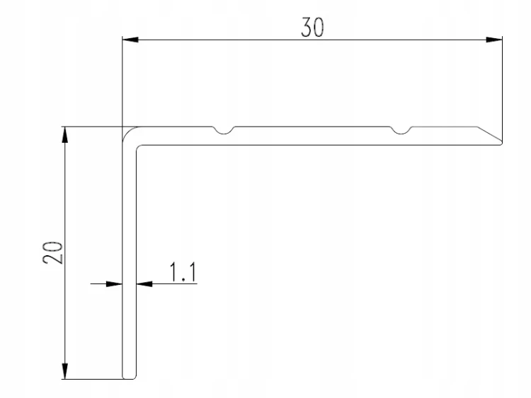 Listwa Schodowa Aluminiowa 30x20mm 270cm Profil narożnikowy Srebrny MyHome