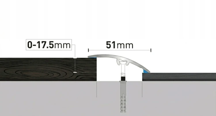 Listwa Progowa Różnice Poziomów 51mm 270 CM Aluminiowa Szampan Szczotkowany