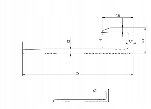 Listwa Zakończeniowa Aluminiowa Panele podłogowe, ścienne 4mm Czarna 270cm
