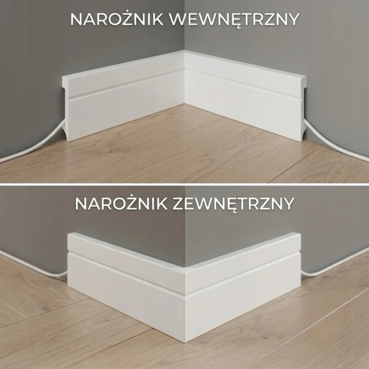 LISTWA PRZYPODŁOGOWA BIAŁA TWARDA POLIMEROWA 240 CM 8CM WODOODPORNA COKÓŁ