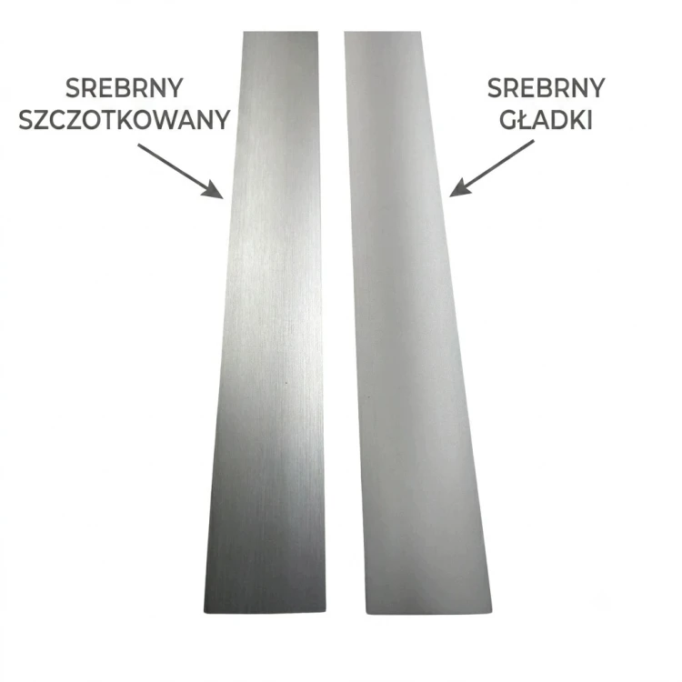 LISTWA PROGOWA SAMOPRZYLEPNA 93 CM 40 MM ALUMINIOWA SREBRNA GŁADKA MYHOME