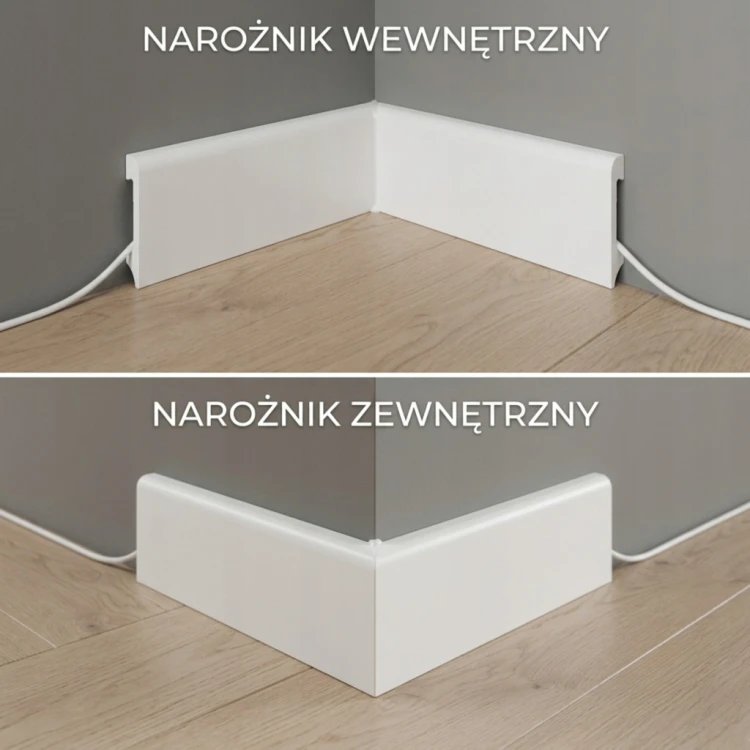 LISTWA PRZYPODŁOGOWA BIAŁA TWARDA POLIMEROWA 240 CM 8CM WODOODPORNA COKÓŁ