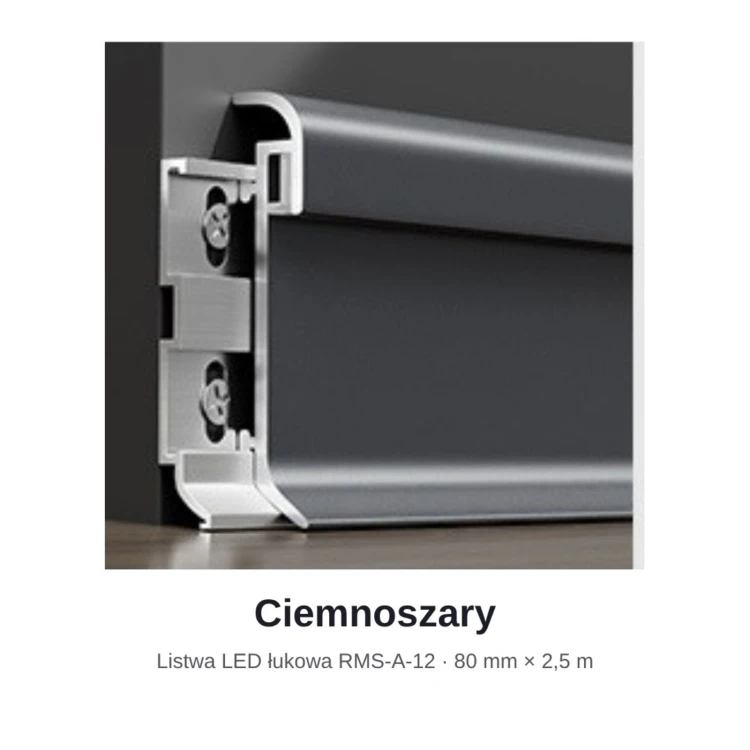Listwa przypodłogowa aluminiowa LED łukowa 80mm Ciemnoszary 2,5m MyHome RMS-A-12
