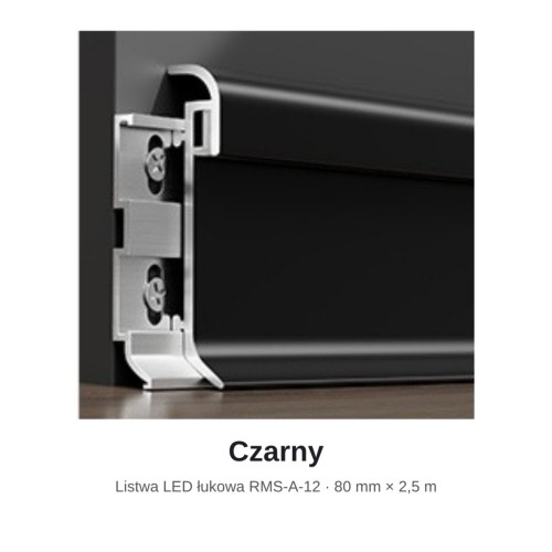 Listwa przypodłogowa aluminiowa LED łukowa 80mm Czarny 2,5m MyHome RMS-A-12