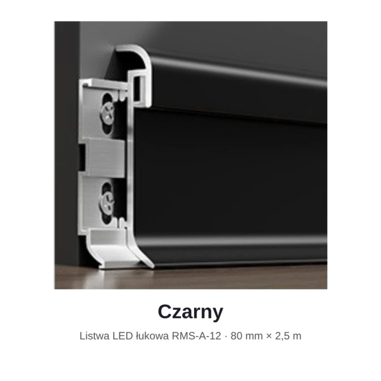 Listwa przypodłogowa aluminiowa LED łukowa 80mm Czarny 2,5m MyHome RMS-A-12