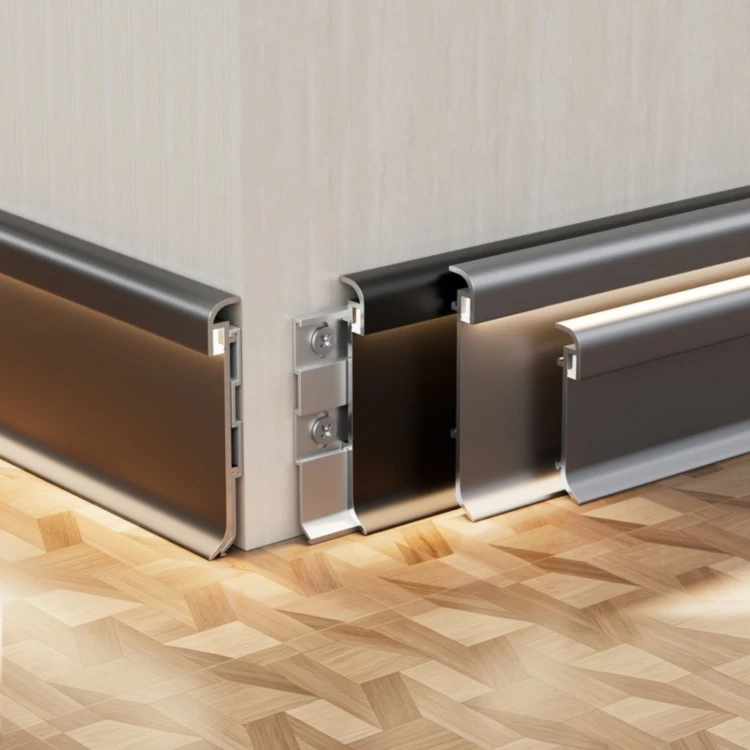 Listwa przypodłogowa aluminiowa LED łukowa 80mm Czarny 2,5m MyHome RMS-A-12