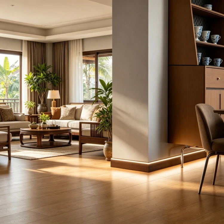 Listwa przypodłogowa aluminiowa LED z bocznym światłem 80mm Czarny Piaskowany 2,5m MyHome RMS-A-7