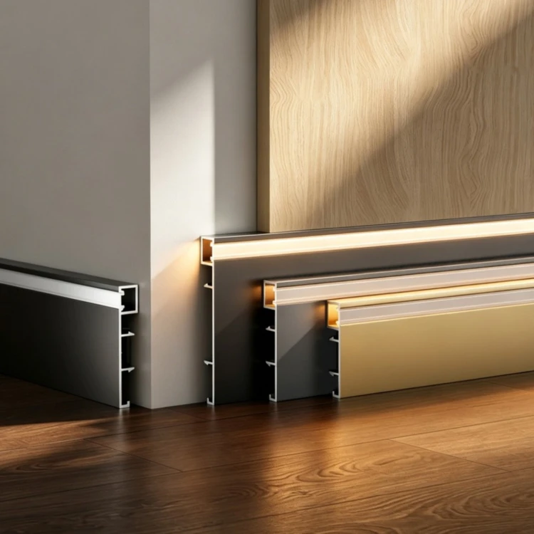 Listwa przypodłogowa aluminiowa LED z bocznym światłem 80mm Czarny Piaskowany 2,5m MyHome RMS-A-7