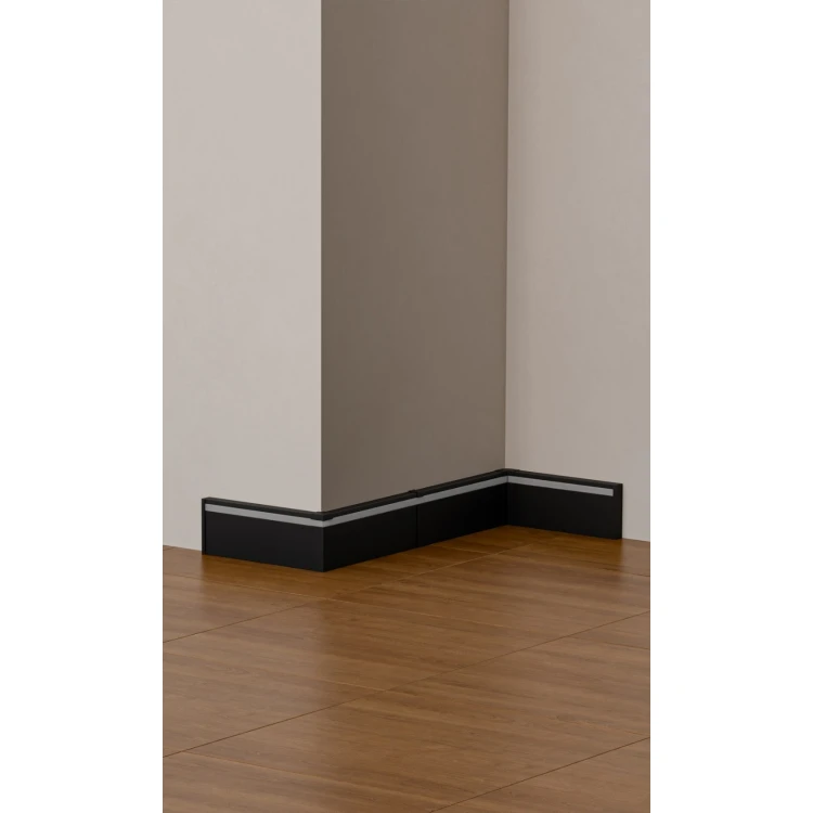 Listwa przypodłogowa aluminiowa LED z bocznym światłem 80mm Czarny Piaskowany 2,5m MyHome RMS-A-7