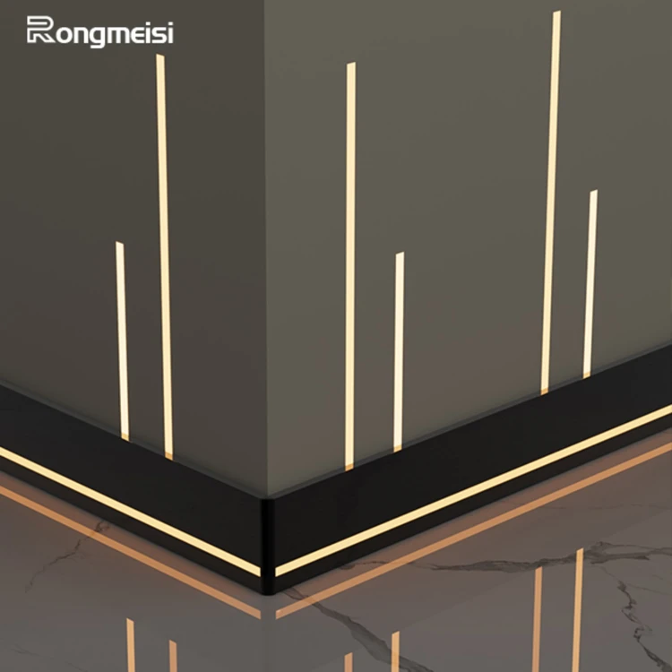 Listwa przypodłogowa aluminiowa LED podświetlana na klips 80mm Czarny Szczotkowany 2,5m MyHome RMS-A-3