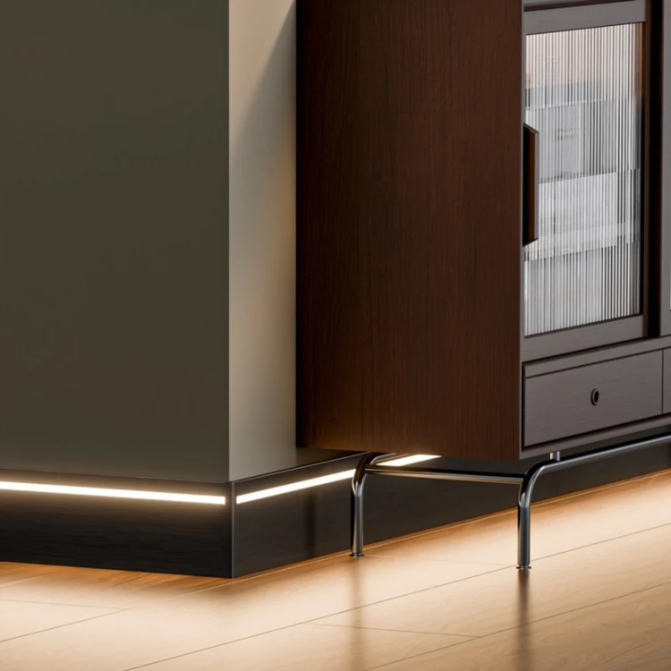 Listwa przypodłogowa aluminiowa LED podświetlana na klips 80mm Czarny Szczotkowany 2,5m MyHome RMS-A-3