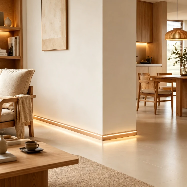 Listwa przypodłogowa aluminiowa LED podświetlana na klips 80mm Czarny Szczotkowany 2,5m MyHome RMS-A-3