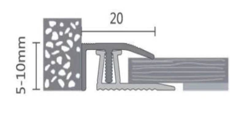 Aluminiowa listwa zakończeniowa 20mm Piasek pustyni z profilem bazowym PVC 2,7m – zdjęcie 9