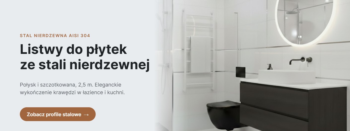 Listwy do płytek ze stali nierdzewnej AISI 304 w łazience – MyHome