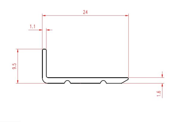 Profil kątownik srebrny  24 x 10 mm - obrazek 2