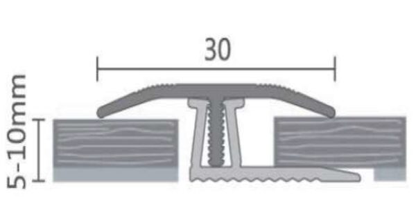 Aluminiowa listwa łączeniowa, progowa 30mm Piasek z profilem bazowym PVC 2,7m - obrazek 5